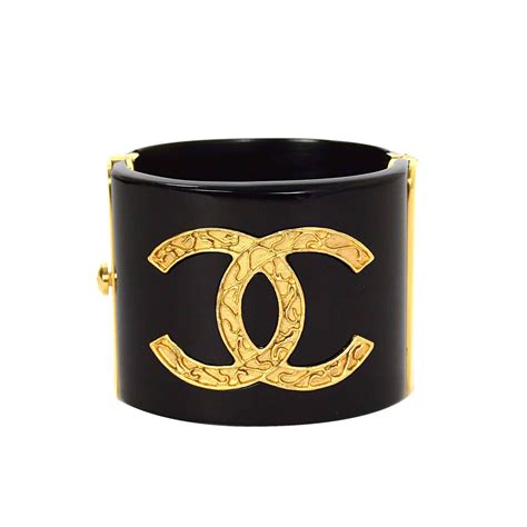 chanel cuff bracelet resin ivory black|chanel cuff jewelry.